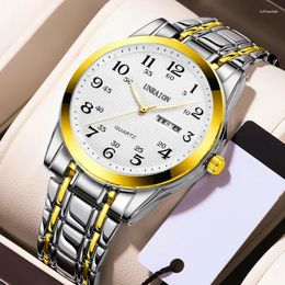 Wristwatches Fashion Trendy Men Quartz Watch Calendar Steel Band Casual Elegant Man Wrist Watches