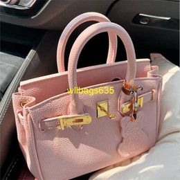 Tote Bags Genuine Leather Bk Handbags Mz Houge Cherry Blossom Pink Small Platinum Bag Premium Feel Bag Womens 2024 New Springsummer Handbag Cr have logo HBR3PD