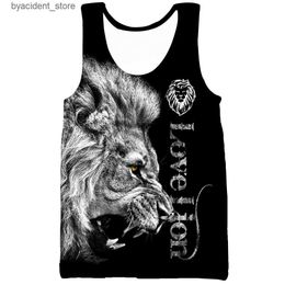 Men's Tank Tops New 3D Printing Animal Lion Fashion Men Women Tracksuits Crewneck Hip Hop Vest Size S-7XL Mesh Top Four Seasons Casual L240320