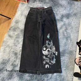 Jnco Jeans Men's Jeans JNCO Y2K Hip Hop Retro Graphic Embroidered Baggy Black Pants Men Women Harajuku Gothic High Waist Wide Trousers 722