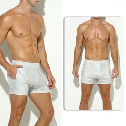 Men's Shorts Men Performance Solid Colour Stage Show Performances Faux Leather With Elastic Waist For Sports