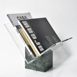 Marble Acrylic File Holder Organizer Magazine Shelf spaper Clip for Binder Mail Book CD Records Sorter Home Office Decor 240308