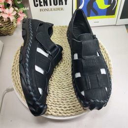 HBP Non-Brand Top Quality Fashion Summer Slippers Cow Leather Material Sandals for Men Anti-Slippery