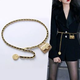 Fashionable Gold Chain Bag Belt for Womens Waist Punk Metal Y2K Womens Design with High Quality Luxury Brand Long Belt 240318