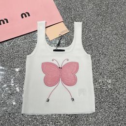 T-shirt Designer Womens Tanks Summer Y2K Sexy Sweet Embroidery Pressed Drill Girly Tops Sleeveless Ladies Knitted Tees