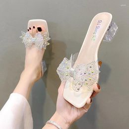 Sandals Women's Summer Outwear: Fashionable Thick Heels Small Fragrance Fashion Slippers Women Shoes