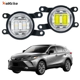 EEMRKE Led Car Fog Lights Assembly for Toyota Harrier IV XU80 Venza 2020 2021 2022 2023 Front Bumper Fog Lamp with Lens Driving DRL 30W 12V White or Yellow