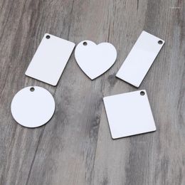 Keychains 12pcs Double Printable White Blank Wooden For Key Chain Heat Transfer Jewelry