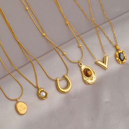 Gold Titanium Steel Necklace for Women