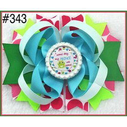 Children's Printed Ribbon Character Cartoon Single Circle Bow Girl Princess Hair Clip Headwear 343-382