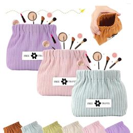 Cosmetic Bags 2pcs Corduroy Elastic Hair Tie Organiser Storage Bag Mini Makeup Pouch For Purse Women Brush