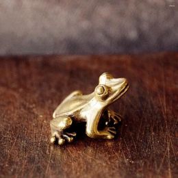 Decorative Figurines Creative Small Gifts Pure Copper Handmade Animal Toad Frog Statue Tabletop Ornament Miniatures