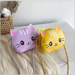 Children Mini Handbags Baby Girls PU Leather Small Shoulder Crossbody Bags for Girls Cute Cat Kids Shopping Coin Purse Wallet 240314