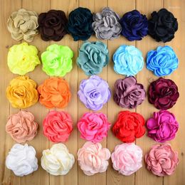 Hair Accessories 100pcs 8cm Artificial Puffy Satin Flowers For Baby Girls Headband Clips DIY Women Kids Headwear