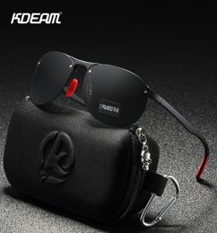 KDEAM Rimless Oval Men's Sunglasses Polarized Material Frame TAC Polarization Lense Soft Rubber Foot Cover CX2007061950118