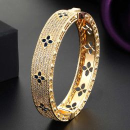 Bangles Zlxgirl Luxury Stackable Trendy Bangle bracelet For Women Wedding Cubic Zircon Dubai Gold Bracelet Party Jewelry free shippingg