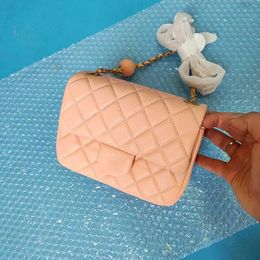 2022Ss France Womens Classic Mini Flap Square Quilted Bags Genuine Leather Crush Pink Ball Adjustable Shoulder Strap Vanity Cosmetic Lu Pbpb