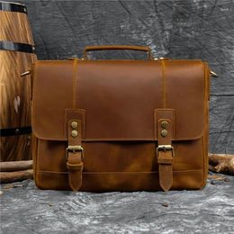 Wallets Man's Leather Briefcase Bag Laptop Handbags Computer For Men Male Business Travel Crossbody