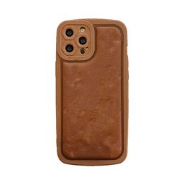 iPhone 15 Pro Max Designer Flower Phone Case for Apple 14 13 12 11 XS XR 8 7 Plus Luxury PU Leather Big Floral Print Embossed Camera Lens Ring Back Cover Coque Fundas Brown