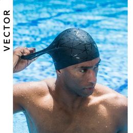 3D Swimming Caps Elastic Professional Silica Gel Waterproof Ear Protection Adult Men Women Long Hair Hat Cover Ear Bone Pool 240315