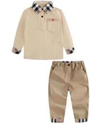 2024child clothe set brown shirts and trousers cotton material designer baby boy fashion clothes wholesale toddler boys clothing sets