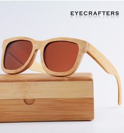 Sunglasses Polarized Mens Retro Vintage Mirrored Natural Bamboo Wood Womens Brand Designer Wooden13743425