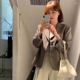Women's Suits Small Blazer Coats 2024 Trendy Spring Autumn British Style Short Korean Version Loose Office Ladies Foreign Suit Top