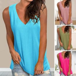 Women's Blouses V-neck Sleeveless Top Stylish Tank Tops Casual Sport Vest Loose Fit T-shirts Trendy For Streetwear