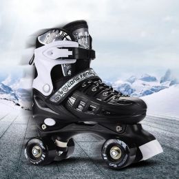 Boots 3 Color Roller Skates Adult Kids Double Row Pulley Flash 4wheel Men Women Adjustable Patines Ourdoor Skating Shoes