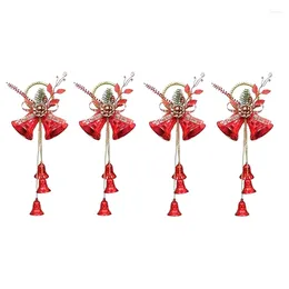 Party Supplies 4Pcs Christma Jingle Bells Door Hanger Ornaments Red Christmas Tree Decorations With 5 And Pinecone Durable Easy To Use