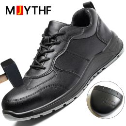 Boots Black Safety Shoes Men Steel Toe Shoes Work Shoes Sneakers Male Antipuncture Indestructible Security Boots Waterproof Work Boot