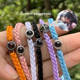 braided bracelet Personalised Circle Po Bracelet Custom Projection Necklace Personality Memorial Birthday Christmas Gift 240315
