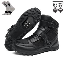 Footwear JCS490 Mens MTB Shoes Mountain Gravel Road Bike Sneakers Hightop Black Breathable Cycling Shoes SPD Cleats Winter Wear 3950