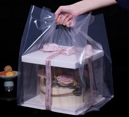 Frosted Transparent Portable Stand Plastic Baking 4" 6" 8" 10" Cake Bread Dessert Food Packaging Takeaway Bags