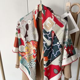 High-End Velvet Winter High-End Silk Wool Scarf Womens Cashmere Feel Warm Scarf Duplex Printing Girls High-End Scarf