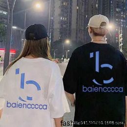 Verified version differentiation market B fashion gradient letter printed couple T-shirt summer loose short sleeved unisex style {category}