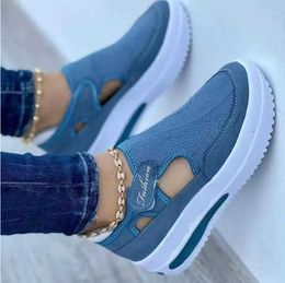 HBP Non-Brand NEW Women Vulcanised Sneakers Platform Solid Colour Flats Ladies Shoes Casual Breathable Wedges Walking Zapatillas Mujer