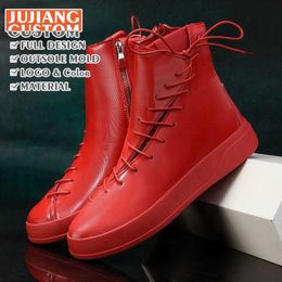 HBP Non-Brand Fashion Men Shoes Spring Autumn Ankle Boots high-top Sneakers Lace Up Casual Male leather Boots Punk Style Motorcycle Boots