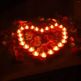 Candle Holders 24PC Romantic Glitter Heart LED Red Flameless Love Tealight For Holiday Decoration