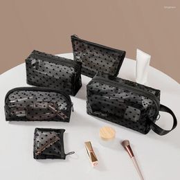 Storage Bags Portable Cosmetic Bag Love Print Mesh Toiletry Organizer Makeup Multifunction Transparent Women Lipstick Pouch