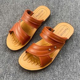 HBP Non-Brand Africa hot sale open toe PU leather upper mens sandals shoes Non Summer Beach Walking Shoes discount price