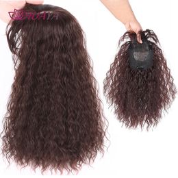 HUAYA Synthetic Corn Wave Clip In Hair Pieces With Bangs Topper Clip In Hair s Fake Hair For Women Hairpiece 240314