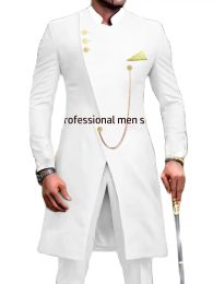Suits Africa Luxury White Men Suit Set Slim Fit Groomsmen Wedding Blazer Trousers Tuxedo Fashion Design Party Stage Blazer Pant Outfit