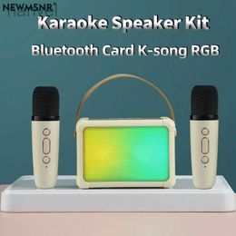 Portable Speakers Mini Home KTV Karaoke Machine Portable Bluetooth 5.0 PA Speaker System with 1-2 Wireless Microphones Home Family Singing for Kid 24318