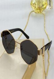 496 Gold Grey Sunglasses Golden Chain Ladies Fashion Glasses Alone Sun Shades Occhiali da sole uv400 Protection Eyewear with box2500482