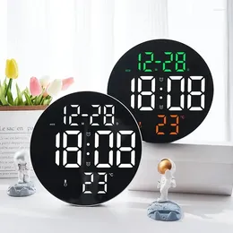 Wall Clocks Remote Control Clock 9 Inch Desk LED Watch Living Room Alarm Large Screen Electronic Digital Date Temperature