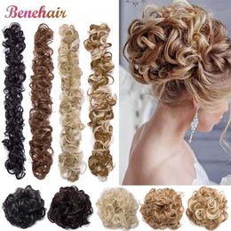 Synthetic Wigs BENEHAIR Synthetic Women Chignon Messy Hair Bun Scrunchy Hair Bun Rubber Band Hairband Hairpiece Updo Chignon Donut Roller 240329