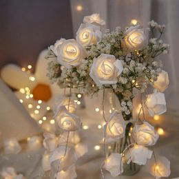 15M LED Battery Operated Rose String Lights Valentine Wedding Party Decoration Led Outdoor Lighting Strings Garden 240308