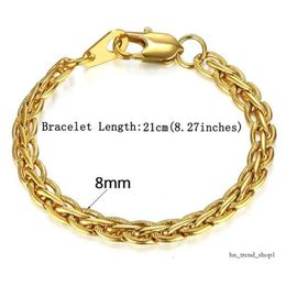 Mens 14K Yellow Gold Male Bracelet Braslet Gold Colour Braclet Chunky Cuban Chain Link Bracelet for Man 375
