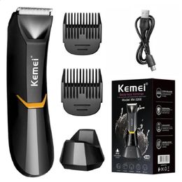 KEMEI Waterproof Body Hair Trimmer Electric Shaver MenWomen Groyne and Grooming Pubic Rechargeable 240305